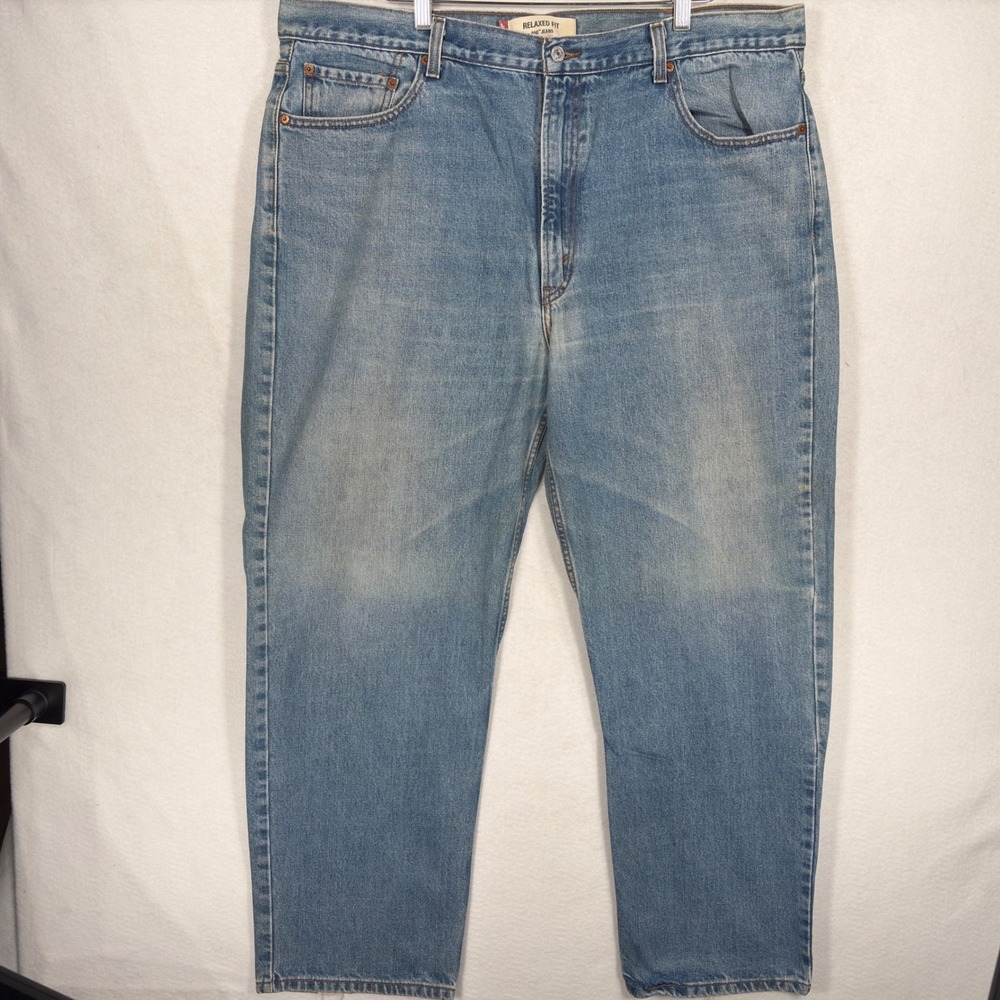 Vintage 90s Levis 550 Relaxed Fit Tapered Leg Jeans Blue Denim Mens 42x30